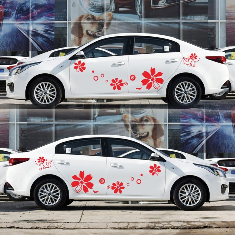 2 PCS/Set D-510 Flowers Pattern Car Modified Decorative Sticker(Red) - Decorative Sticker by buy2fix | Online Shopping UK | buy2fix