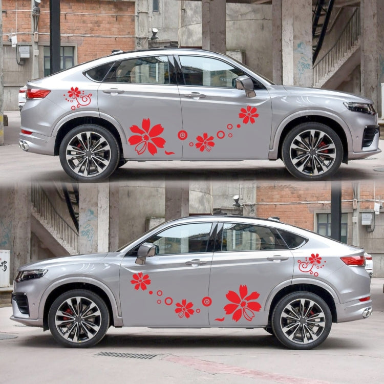 2 PCS/Set D-510 Flowers Pattern Car Modified Decorative Sticker(Red) - Decorative Sticker by buy2fix | Online Shopping UK | buy2fix