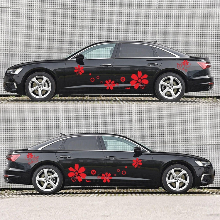 2 PCS/Set D-510 Flowers Pattern Car Modified Decorative Sticker(Red) - Decorative Sticker by buy2fix | Online Shopping UK | buy2fix