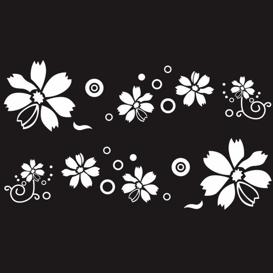 Autocollant décoratif modifié pour voiture, motif de fleurs D-510, 2 pièces/ensemble (blanc)