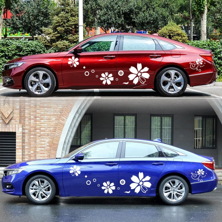 2 PCS/Set D-510 Flowers Pattern Car Modified Decorative Sticker(White) - Decorative Sticker by buy2fix | Online Shopping UK | buy2fix
