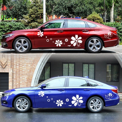 2 PCS/Set D-510 Flowers Pattern Car Modified Decorative Sticker(White) - Decorative Sticker by buy2fix | Online Shopping UK | buy2fix