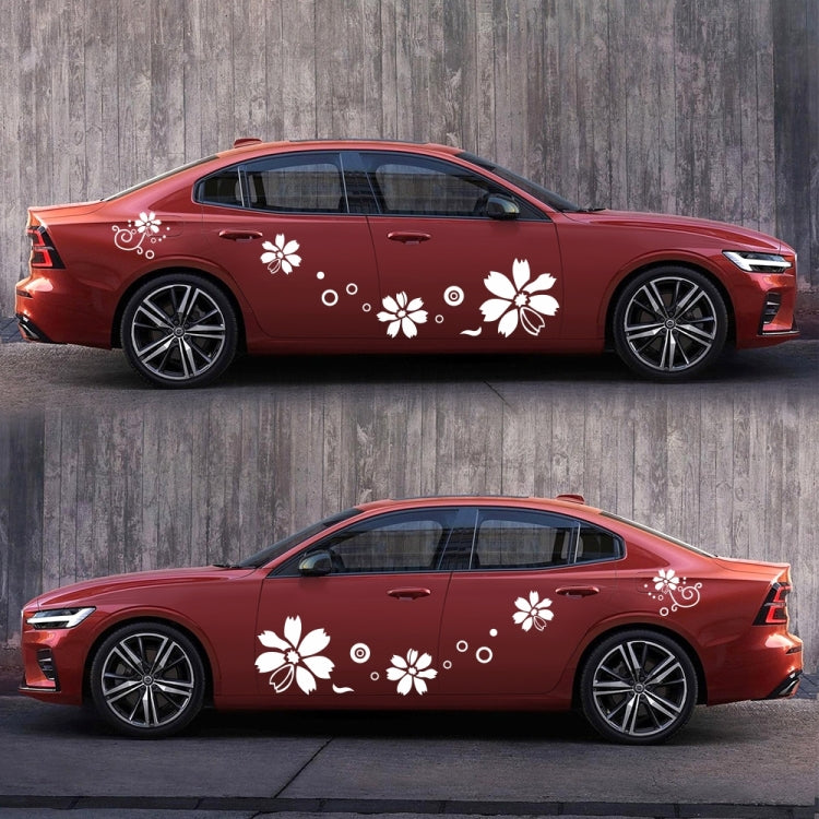 2 PCS/Set D-510 Flowers Pattern Car Modified Decorative Sticker(White) - Decorative Sticker by buy2fix | Online Shopping UK | buy2fix