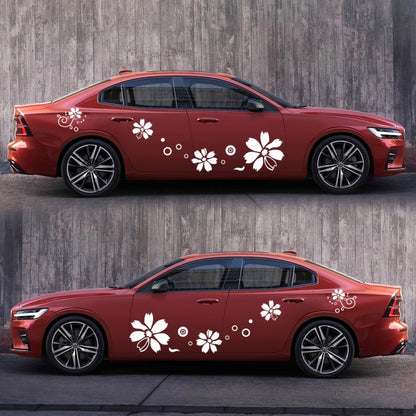 2 PCS/Set D-510 Flowers Pattern Car Modified Decorative Sticker(White) - Decorative Sticker by buy2fix | Online Shopping UK | buy2fix