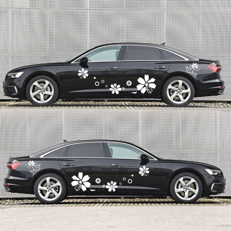2 PCS/Set D-510 Flowers Pattern Car Modified Decorative Sticker(White) - Decorative Sticker by buy2fix | Online Shopping UK | buy2fix