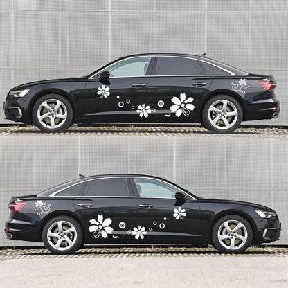 2 PCS/Set D-510 Flowers Pattern Car Modified Decorative Sticker(White) - Decorative Sticker by buy2fix | Online Shopping UK | buy2fix