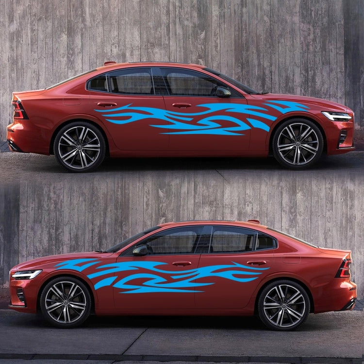 2 PCS/Set D-521 Fire Totem Pattern Car Modified Decorative Sticker(Blue) - Decorative Sticker by buy2fix | Online Shopping UK | buy2fix
