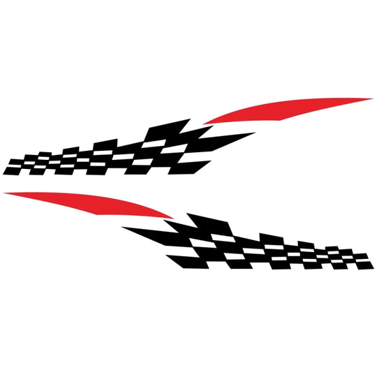 2 PCS/Set D-538 Checkered Totem Pattern Car Modified Decorative Sticker(Black+Red)