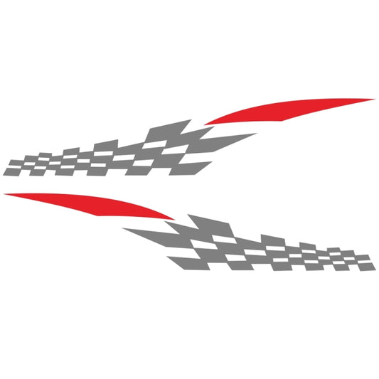 2 PCS/Set D-538 Checkered Totem Pattern Car Modified Decorative Sticker(Grey+Red) - Decorative Sticker by buy2fix | Online Shopping UK | buy2fix