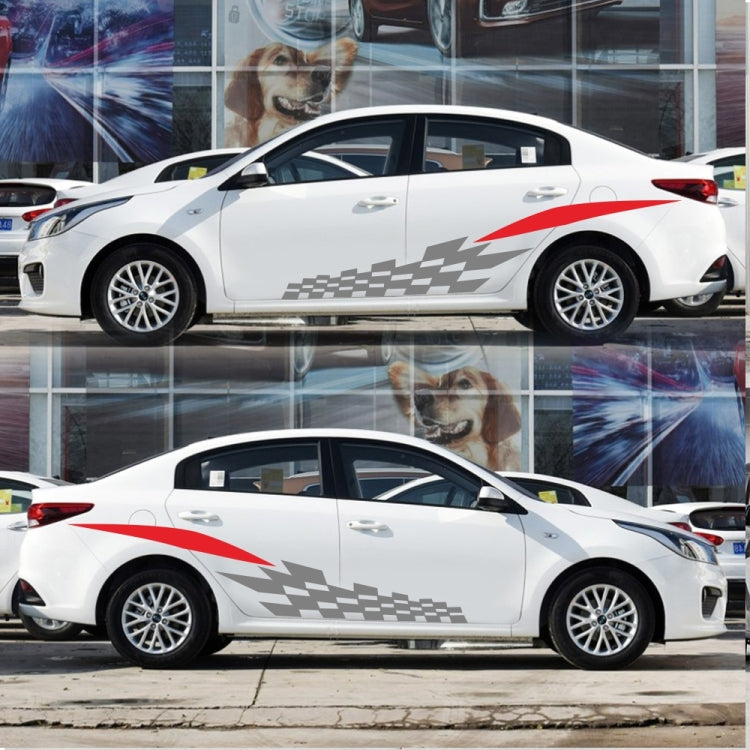 2 PCS/Set D-538 Checkered Totem Pattern Car Modified Decorative Sticker(Grey+Red) - Decorative Sticker by buy2fix | Online Shopping UK | buy2fix