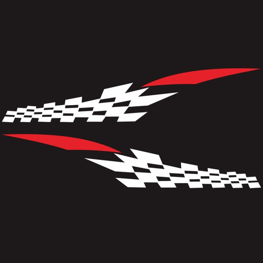 2 PCS/Set D-538 Checkered Totem Pattern Car Modified Decorative Sticker(White+Red) - Decorative Sticker by buy2fix | Online Shopping UK | buy2fix