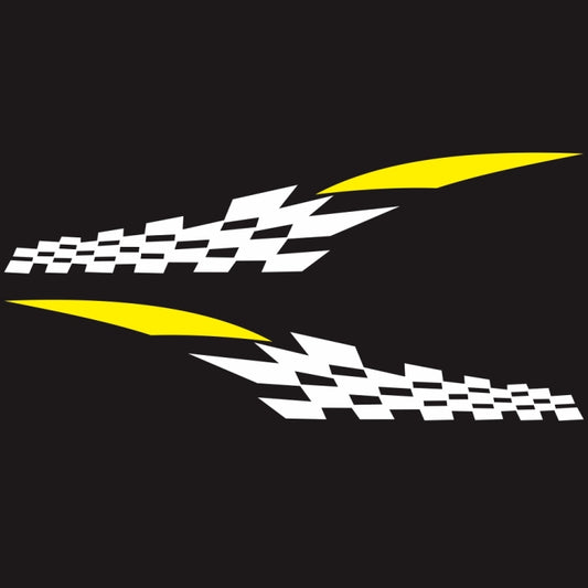 2 PCS/Set D-538 Checkered Totem Pattern Car Modified Decorative Sticker(White+Yellow) - Decorative Sticker by buy2fix | Online Shopping UK | buy2fix