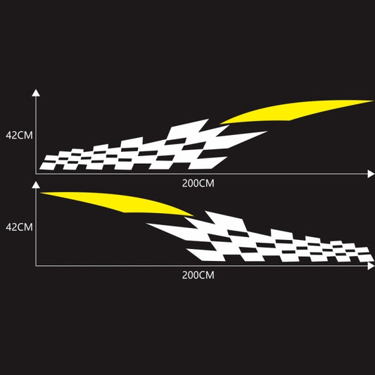 2 PCS/Set D-538 Checkered Totem Pattern Car Modified Decorative Sticker(White+Yellow) - Decorative Sticker by buy2fix | Online Shopping UK | buy2fix