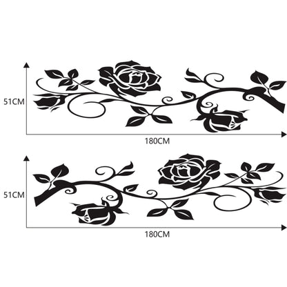 2 PCS/Set D-545 Rose Pattern Car Modified Decorative Sticker(Black) - Decorative Sticker by buy2fix | Online Shopping UK | buy2fix