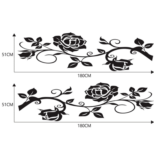 2 PCS/Set D-545 Rose Pattern Car Modified Decorative Sticker(Black) - Decorative Sticker by buy2fix | Online Shopping UK | buy2fix