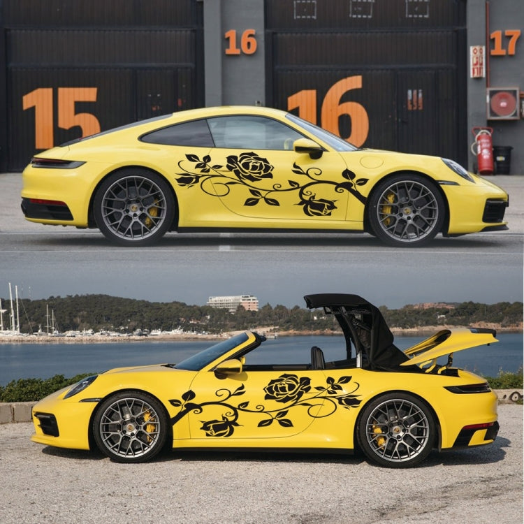 2 PCS/Set D-545 Rose Pattern Car Modified Decorative Sticker(Black) - Decorative Sticker by buy2fix | Online Shopping UK | buy2fix