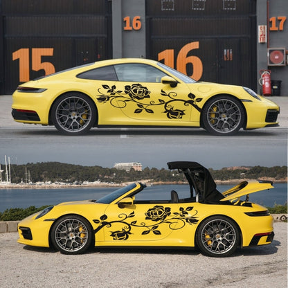 2 PCS/Set D-545 Rose Pattern Car Modified Decorative Sticker(Black) - Decorative Sticker by buy2fix | Online Shopping UK | buy2fix