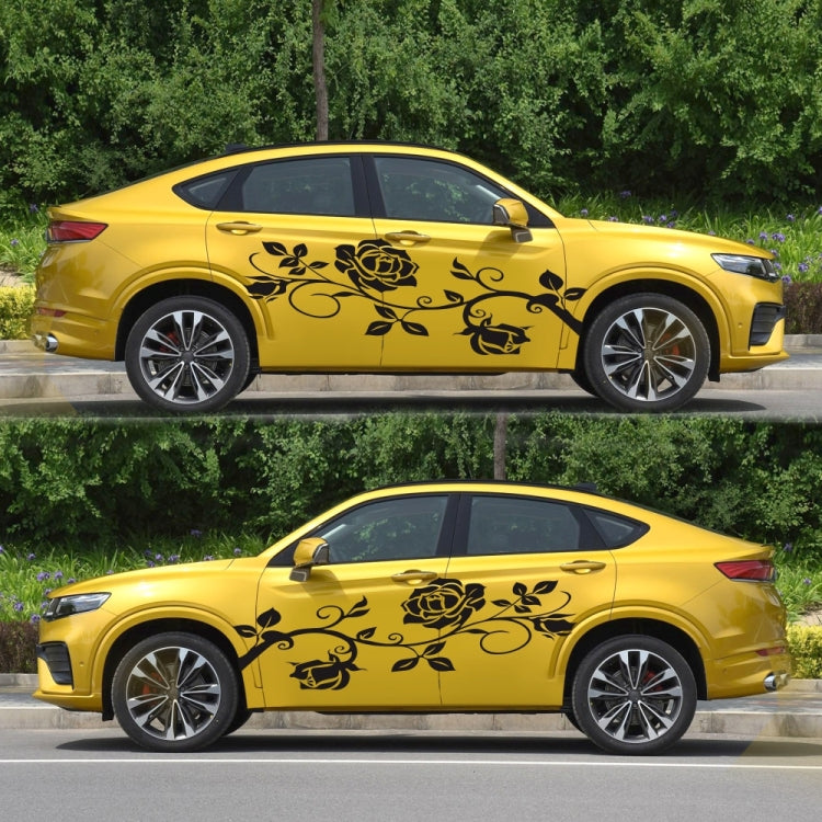 2 PCS/Set D-545 Rose Pattern Car Modified Decorative Sticker(Black) - Decorative Sticker by buy2fix | Online Shopping UK | buy2fix