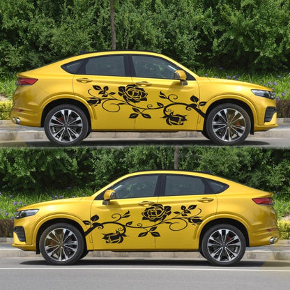 2 PCS/Set D-545 Rose Pattern Car Modified Decorative Sticker(Black) - Decorative Sticker by buy2fix | Online Shopping UK | buy2fix
