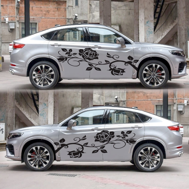 2 PCS/Set D-545 Rose Pattern Car Modified Decorative Sticker(Black) - Decorative Sticker by buy2fix | Online Shopping UK | buy2fix