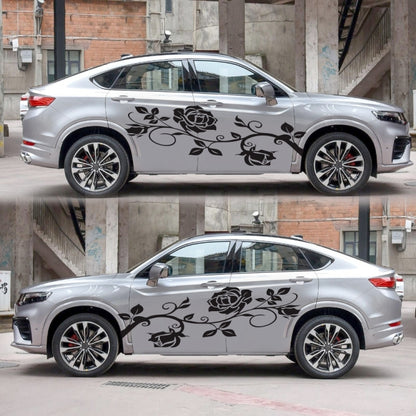 2 PCS/Set D-545 Rose Pattern Car Modified Decorative Sticker(Black) - Decorative Sticker by buy2fix | Online Shopping UK | buy2fix