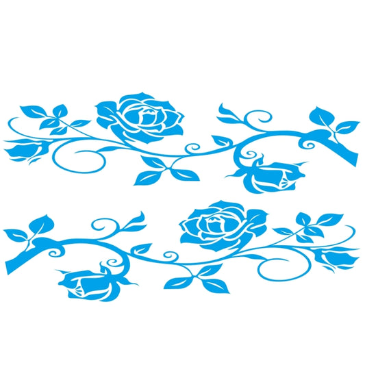 2 PCS/Set D-545 Rose Pattern Car Modified Decorative Sticker(Blue) - Decorative Sticker by buy2fix | Online Shopping UK | buy2fix