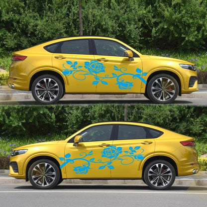 2 PCS/Set D-545 Rose Pattern Car Modified Decorative Sticker(Blue) - Decorative Sticker by buy2fix | Online Shopping UK | buy2fix