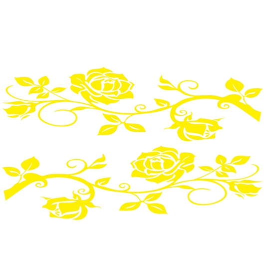 2 PCS/Set D-545 Rose Pattern Car Modified Decorative Sticker(Yellow) - Decorative Sticker by buy2fix | Online Shopping UK | buy2fix