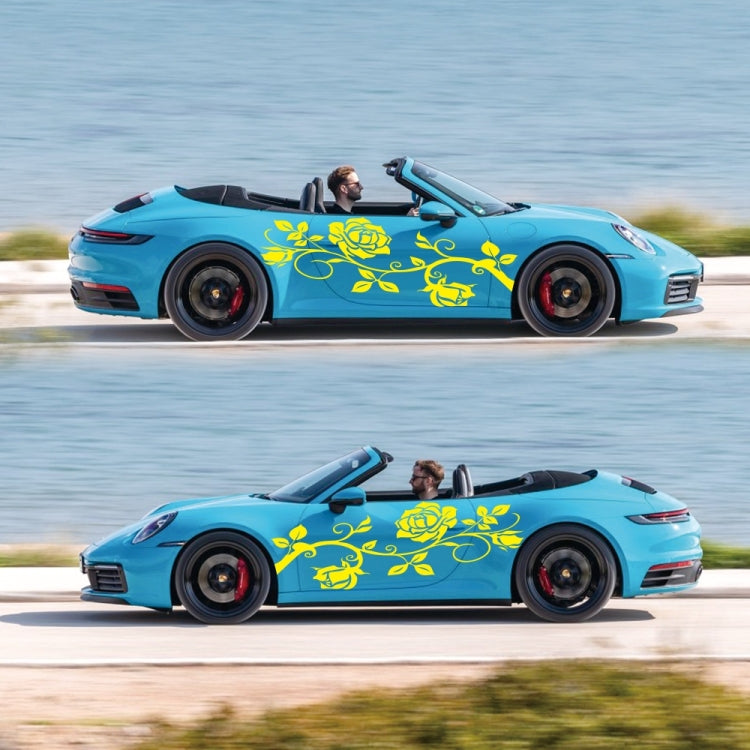 2 PCS/Set D-545 Rose Pattern Car Modified Decorative Sticker(Yellow) - Decorative Sticker by buy2fix | Online Shopping UK | buy2fix