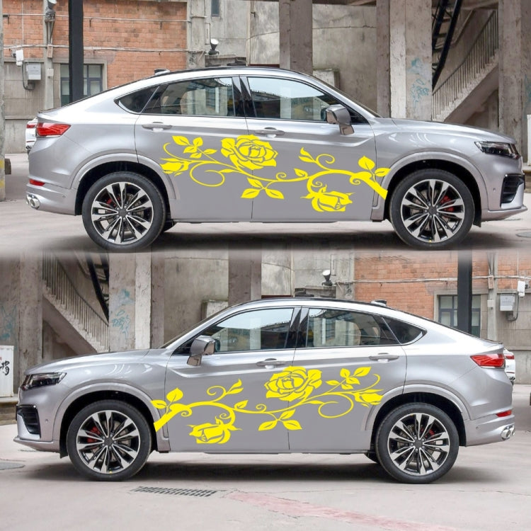 2 PCS/Set D-545 Rose Pattern Car Modified Decorative Sticker(Yellow) - Decorative Sticker by buy2fix | Online Shopping UK | buy2fix