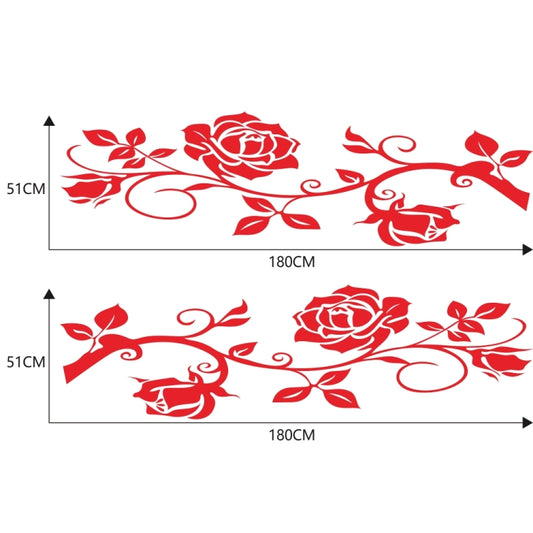 2 PCS/Set D-545 Rose Pattern Car Modified Decorative Sticker(Red) - Decorative Sticker by buy2fix | Online Shopping UK | buy2fix