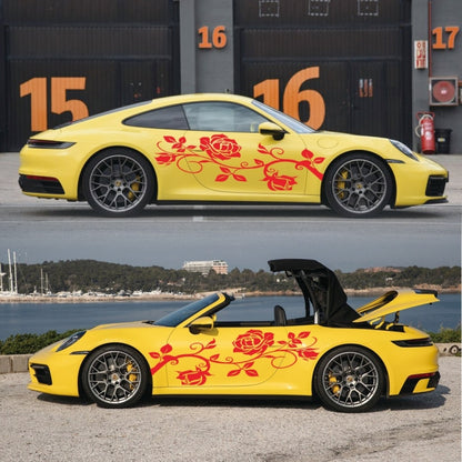 2 PCS/Set D-545 Rose Pattern Car Modified Decorative Sticker(Red) - Decorative Sticker by buy2fix | Online Shopping UK | buy2fix