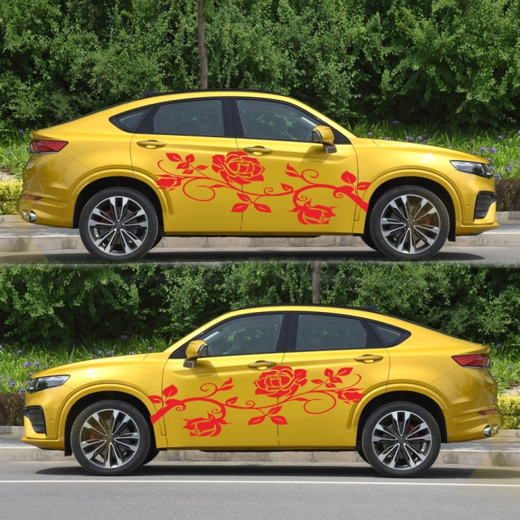 2 PCS/Set D-545 Rose Pattern Car Modified Decorative Sticker(Red) - Decorative Sticker by buy2fix | Online Shopping UK | buy2fix