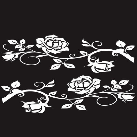 2 PCS/Set D-545 Rose Pattern Car Modified Decorative Sticker(White) - Decorative Sticker by buy2fix | Online Shopping UK | buy2fix
