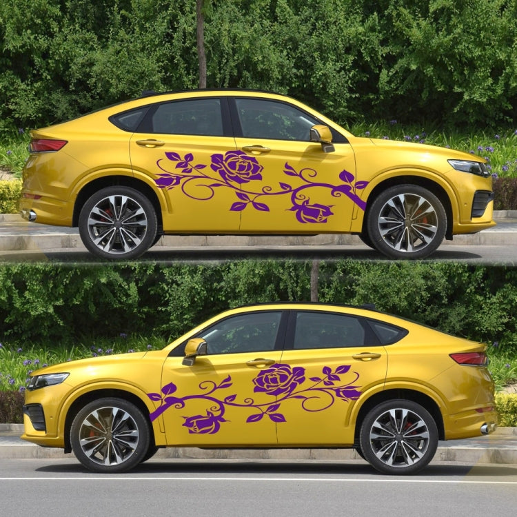 2 PCS/Set D-545 Rose Pattern Car Modified Decorative Sticker(Purple) by buy2fix