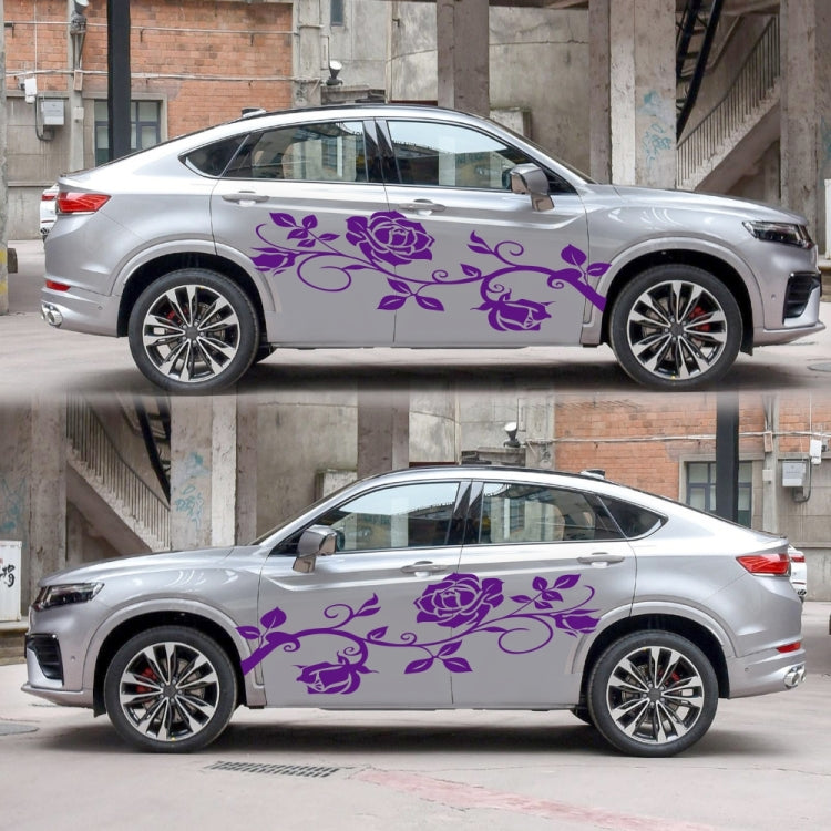 2 PCS/Set D-545 Rose Pattern Car Modified Decorative Sticker(Purple) by buy2fix