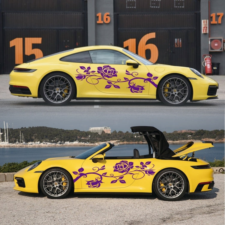 2 PCS/Set D-545 Rose Pattern Car Modified Decorative Sticker(Purple) by buy2fix