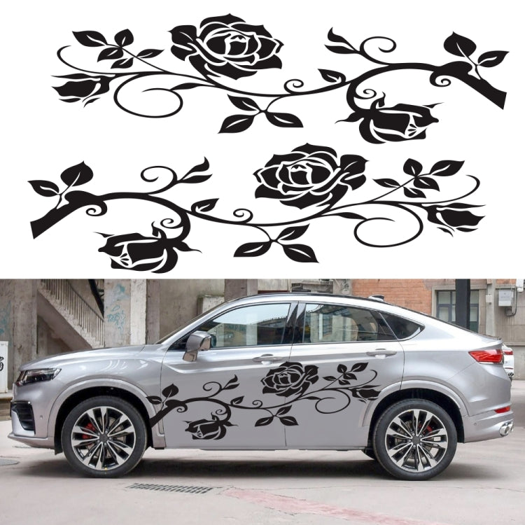2 PCS/Set D-545 Rose Pattern Car Modified Decorative Sticker(Black) - Decorative Sticker by buy2fix | Online Shopping UK | buy2fix