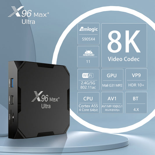X96 Max+ Ultra 4GB+64GB Amlogic S905X4 8K Smart TV BOX Android 11.0 Media Player, Plug Type:UK Plug - Others by buy2fix | Online Shopping UK | buy2fix
