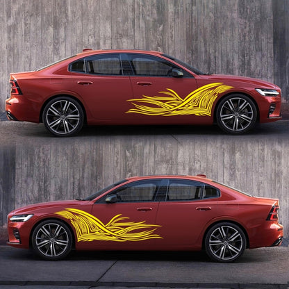 2 PCS/Set D-752 Lines Pattern Car Modified Decorative Sticker(Yellow) - Decorative Sticker by buy2fix | Online Shopping UK | buy2fix
