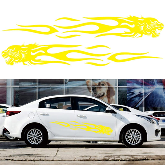 2 PCS/Set D-815 Flame Lion Pattern Car Modified Decorative Sticker(Yellow) - Decorative Sticker by buy2fix | Online Shopping UK | buy2fix