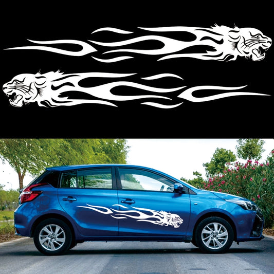 2 PCS/Set D-815 Flame Lion Pattern Car Modified Decorative Sticker(White) - Decorative Sticker by buy2fix | Online Shopping UK | buy2fix