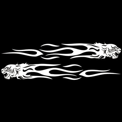 2 PCS/Set D-815 Flame Lion Pattern Car Modified Decorative Sticker(White) - Decorative Sticker by buy2fix | Online Shopping UK | buy2fix