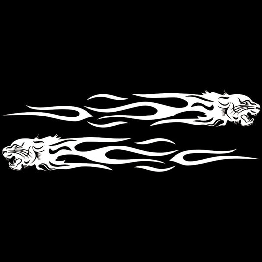 2 PCS/Set D-815 Flame Lion Pattern Car Modified Decorative Sticker(White) - Decorative Sticker by buy2fix | Online Shopping UK | buy2fix