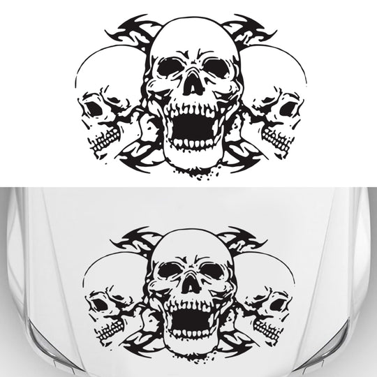 Autocollant décoratif modifié pour voiture, motif à trois crânes, D-923 (noir)