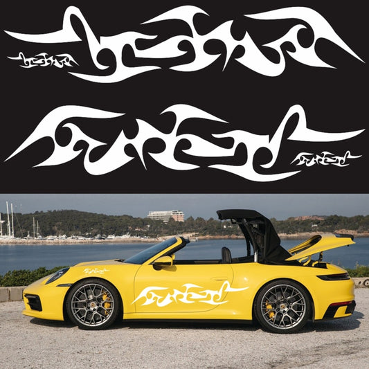 2 PCS/Set D-925 Flame Pattern Car Modified Decorative Sticker(White) - Decorative Sticker by buy2fix | Online Shopping UK | buy2fix