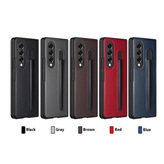 For Samsung Galaxy Z Fold4 Litchi Texture Hinge Protection Folding Phone Case(Red) - Galaxy Z Fold4 5G Cases by buy2fix | Online Shopping UK | buy2fix