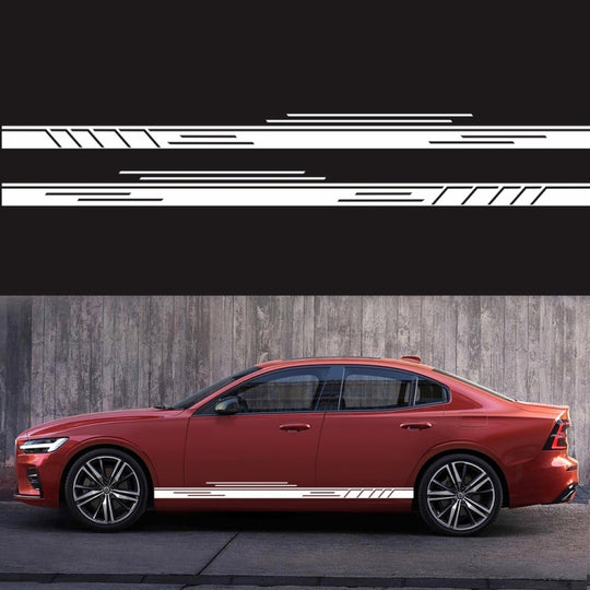 2 PCS/Set D-932 Stripe Pattern Car Modified Decorative Sticker(White)