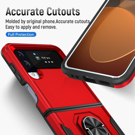For Samsung Galaxy Z Flip4 Pioneer Armor PC + TPU Phone Case with Holder(Red Black) - Galaxy Z Flip4 5G Cases by buy2fix | Online Shopping UK | buy2fix