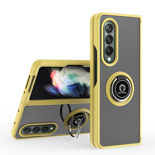 For Samsung Galaxy Z Fold4 Q Shadow 1 Series TPU + PC Holder Phone Case(Yellow) - Galaxy Z Fold4 5G Cases by buy2fix | Online Shopping UK | buy2fix